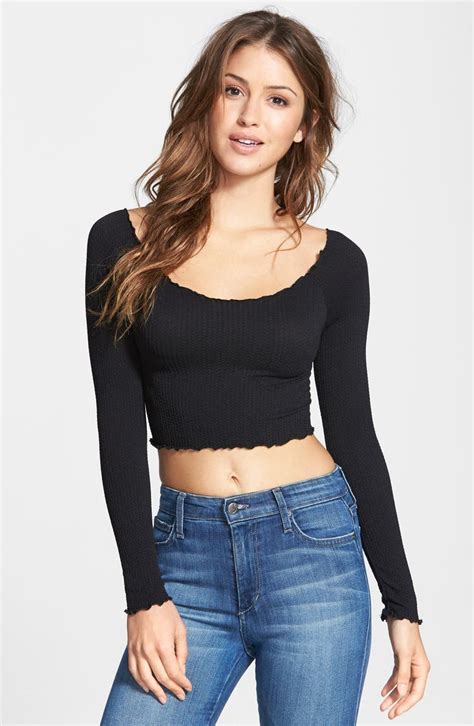 nordstrom free people top|free people cropped top black.